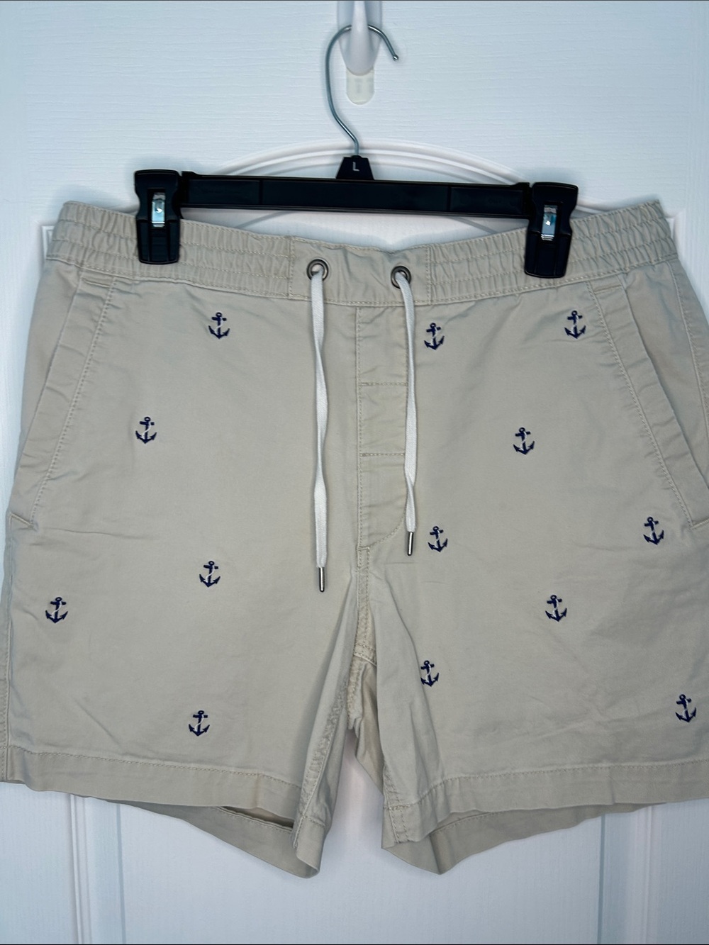 Polo by Ralph Lauren Khaki Shorts with Navy Anchor Embroidery Men’s Medium